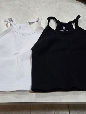 FP Movement 2 Ribbed Tank Top -  Black and  White NWOT XS Sold As Bundle Of 2